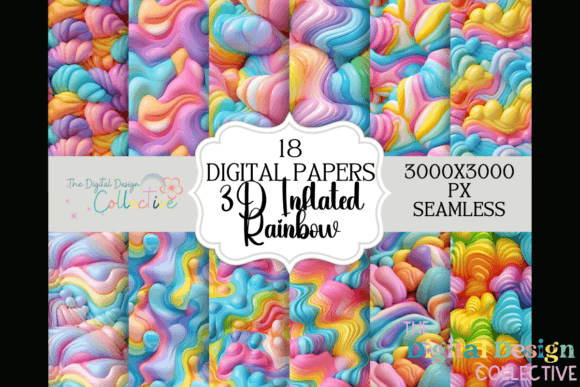 3D Inflated Rainbow Seamless Papers