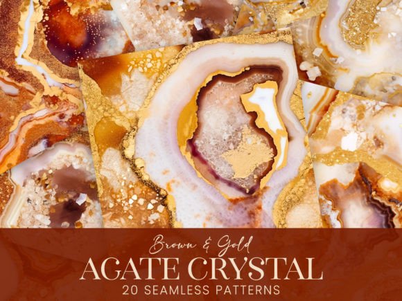 Agate Crystal Geode Gold Brown Beige Gem