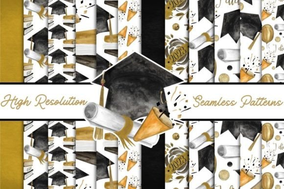Black Gold Graduation Seamless Pattern: A Smart Choice for Your Next Design Project