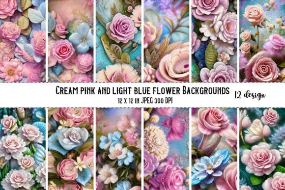 Cream Pink and Blue Floral Backgrounds: A Versatile Resource for Digital Creators