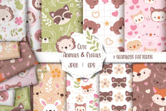Cute Animals Face Seamless Patterns Set: A Creative Powerhouse for Every Project