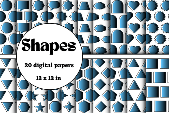 Shapes Blue and Black Digital Papers: Modern Design Assets