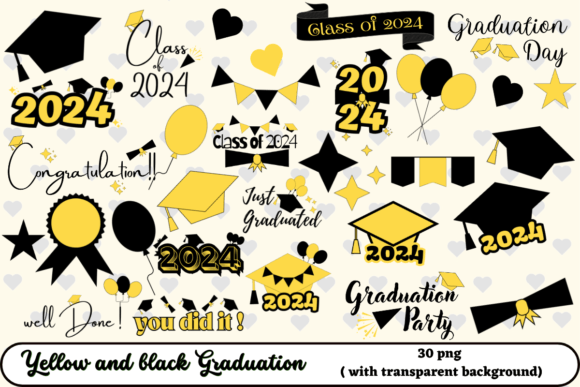 Unlocking Creative Potential with Yellow and Black Graduation 2024 Png Assets
