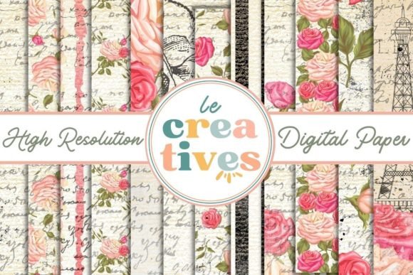 VINTAGE ROSES in PARIS DIGITAL PAPER